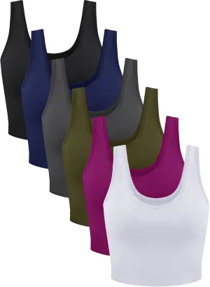 6 Pieces Women Basic Crop Tank Tops Sleeveless Sports Crop Top