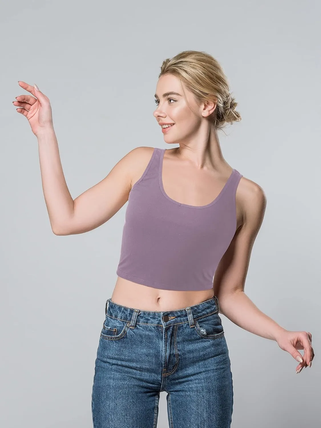 6 Pieces Women Basic Crop Tank Tops Sleeveless Sports Crop Top