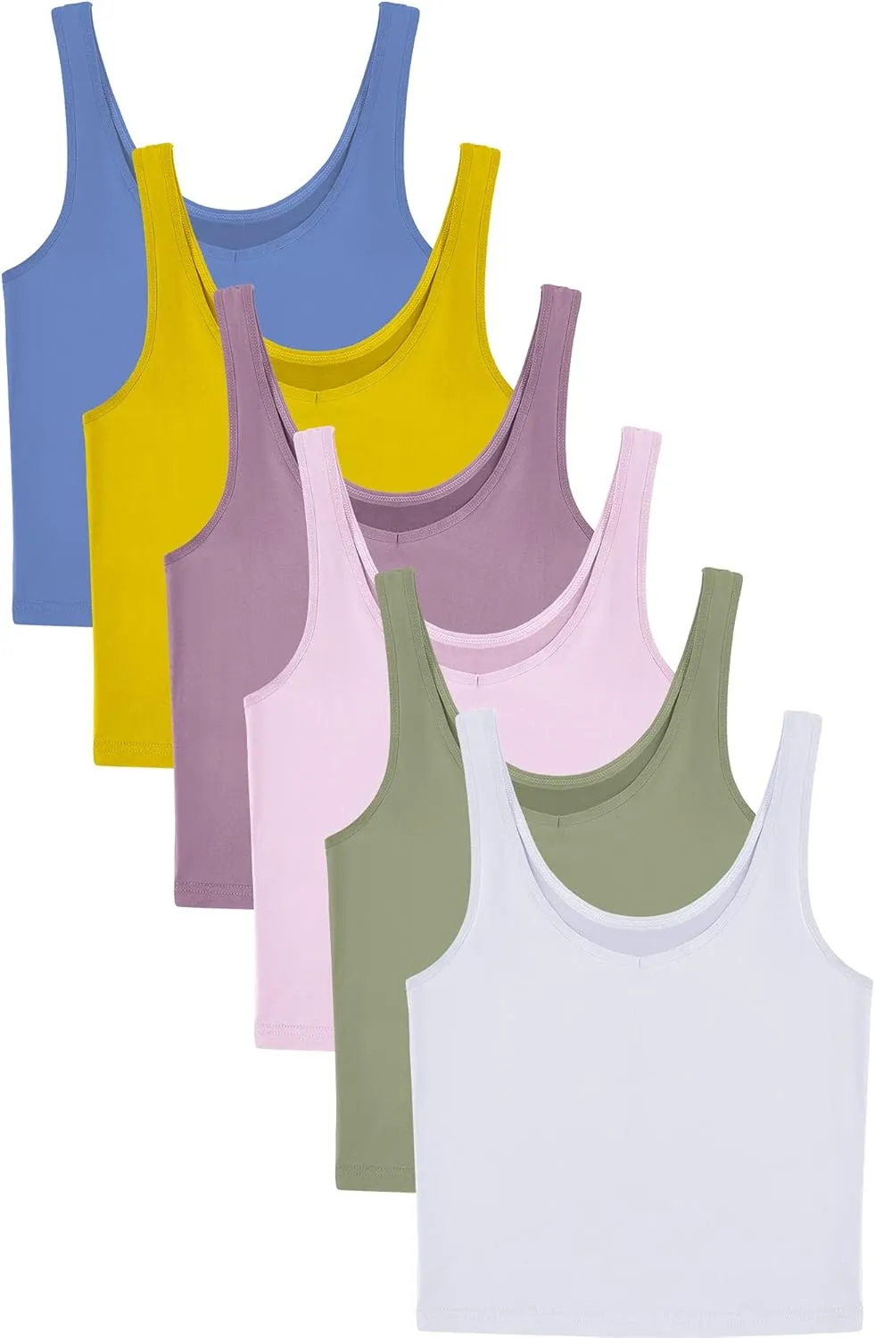 6 Pieces Women Basic Crop Tank Tops Sleeveless Sports Crop Top