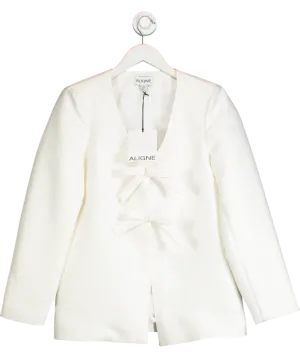 Aligne Cream Beau Tie Up Satin Blazer UK 10