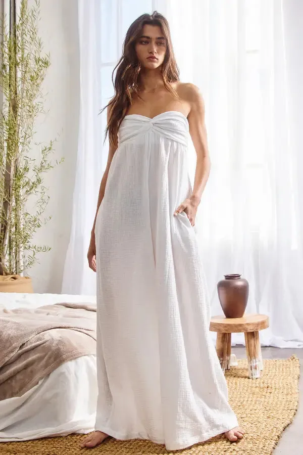 Bucketlist Wide Leg Tube Jumpsuit