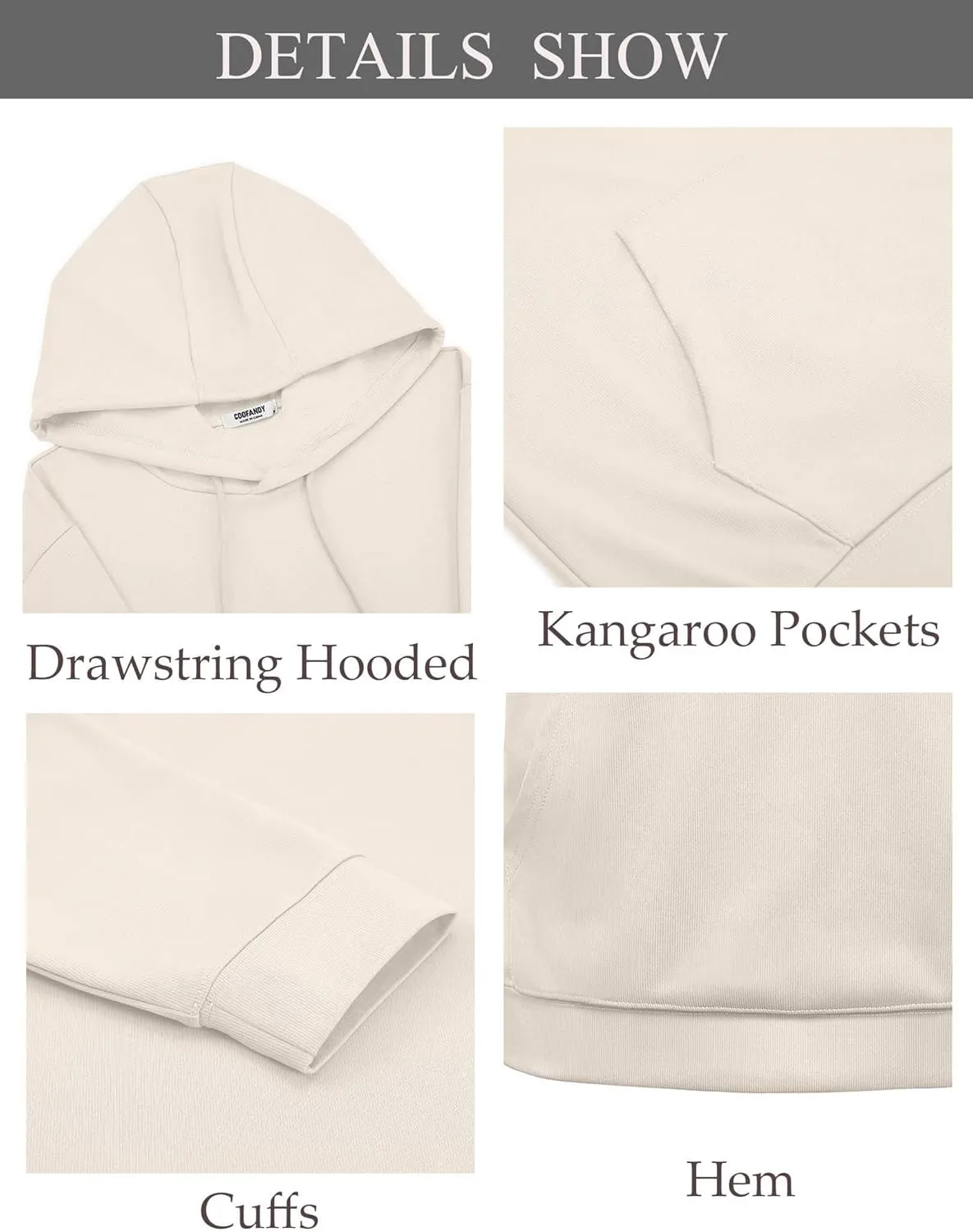 COOFANDY Men's Hoodie Long Sleeve Hooded Pullover Casual Fashion Sweatshirts Drawstring Gym Hooded with Kanga Pocket