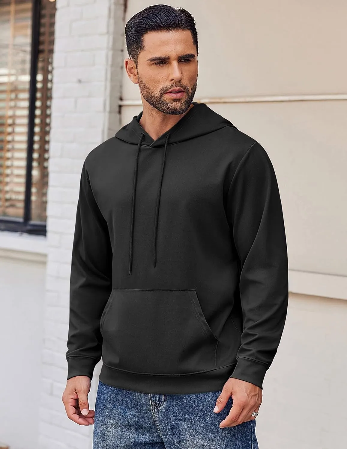 COOFANDY Men's Hoodie Long Sleeve Hooded Pullover Casual Fashion Sweatshirts Drawstring Gym Hooded with Kanga Pocket