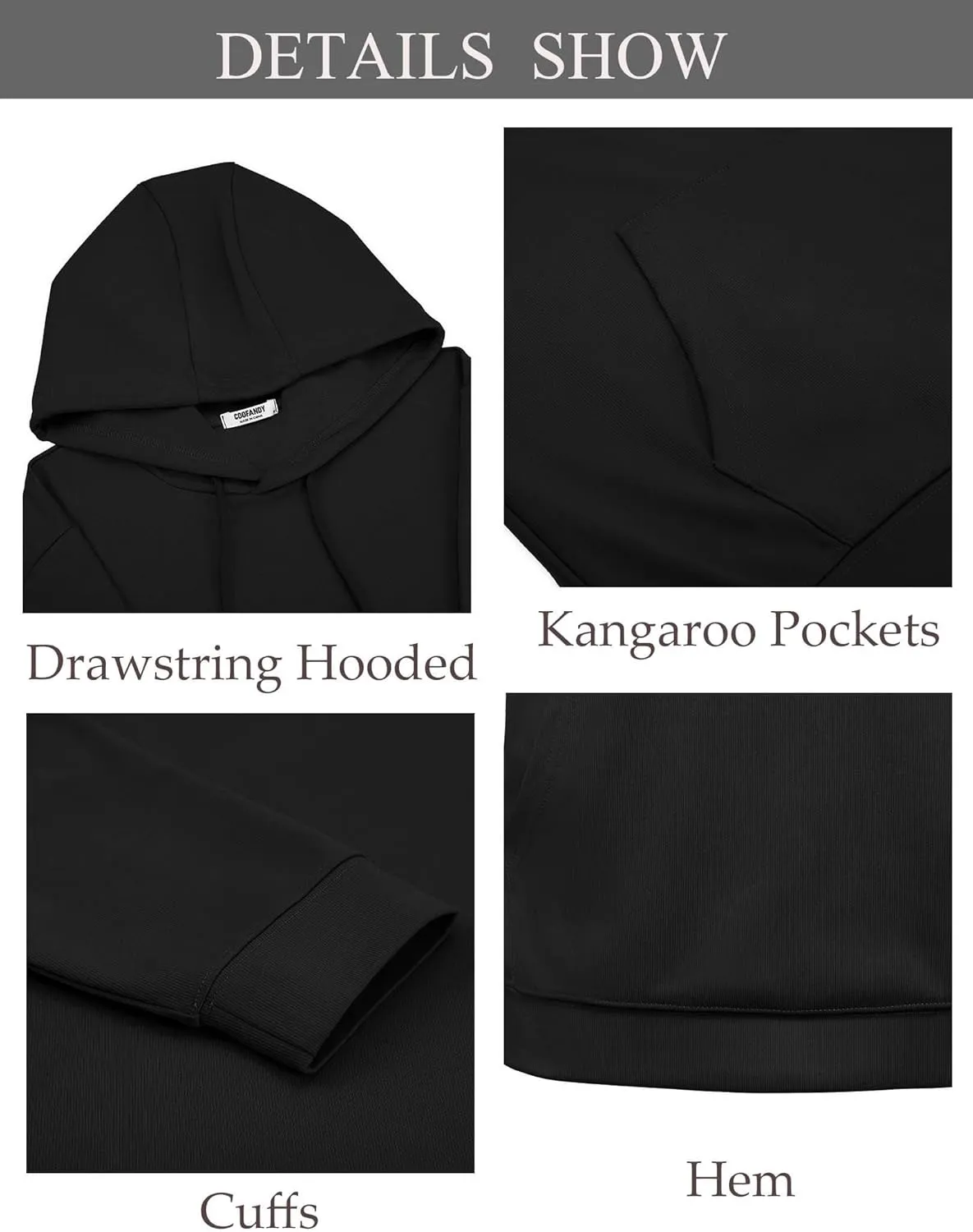 COOFANDY Men's Hoodie Long Sleeve Hooded Pullover Casual Fashion Sweatshirts Drawstring Gym Hooded with Kanga Pocket