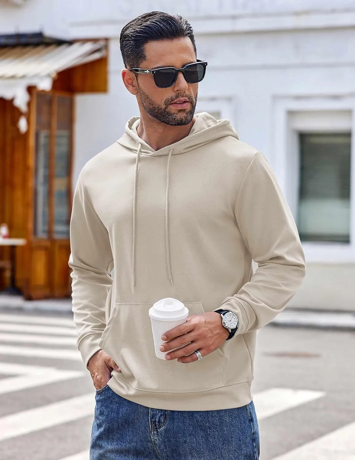 COOFANDY Men's Hoodie Long Sleeve Hooded Pullover Casual Fashion Sweatshirts Drawstring Gym Hooded with Kanga Pocket