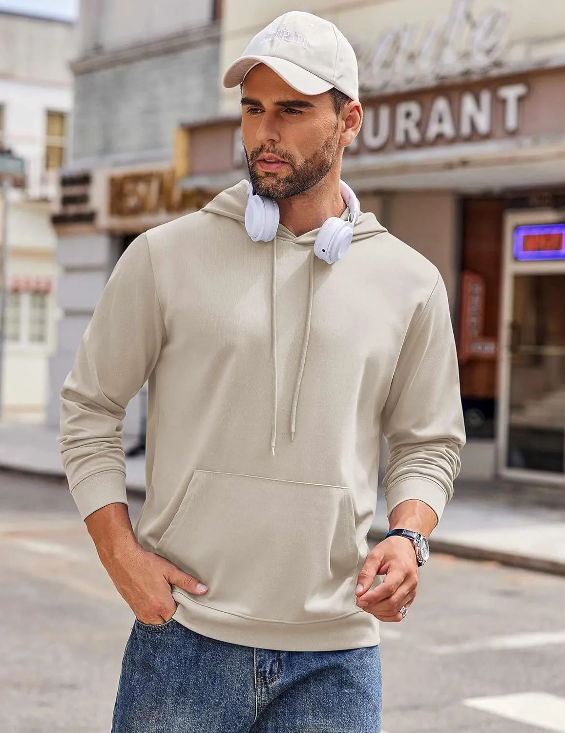 COOFANDY Men's Hoodie Long Sleeve Hooded Pullover Casual Fashion Sweatshirts Drawstring Gym Hooded with Kanga Pocket