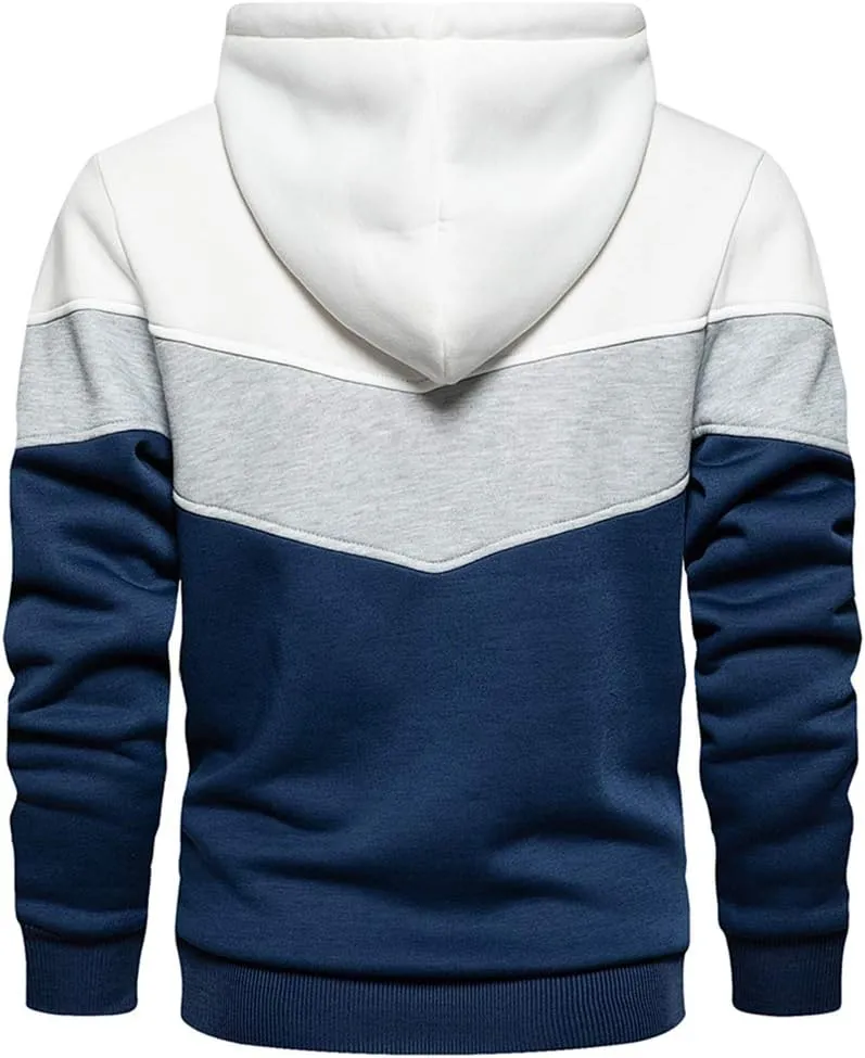 DUOFIER Mens Athletic Hoodies Color Block Hooded Fleece Sweatshirt