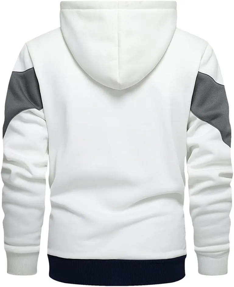 DUOFIER Men's Hoodies Zip Front Sweatshirt Color Blocking Hooded