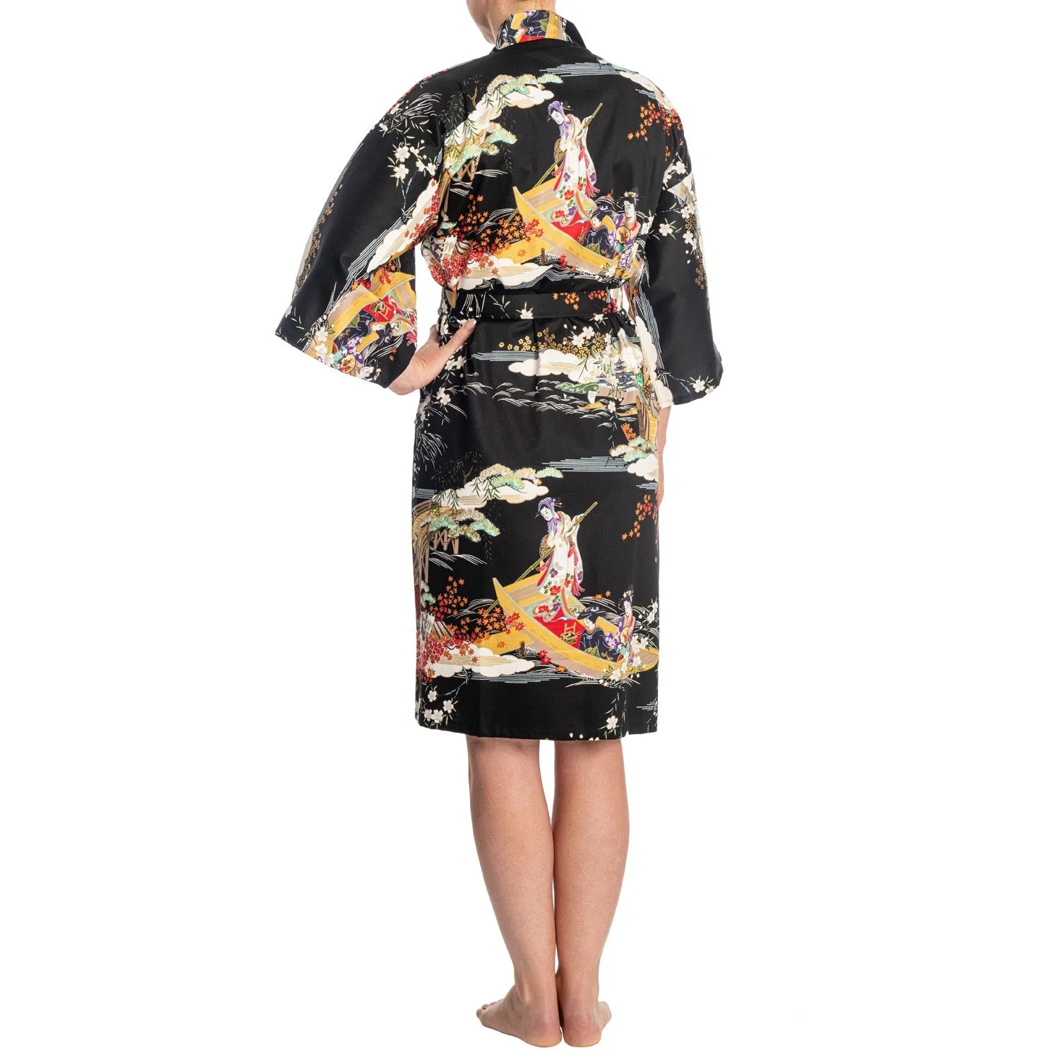 Geisha Short Black Japanese Kimono
