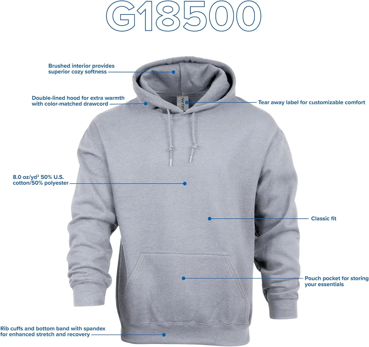 Gildan Adult Fleece Hooded Sweatshirt, Style G18500