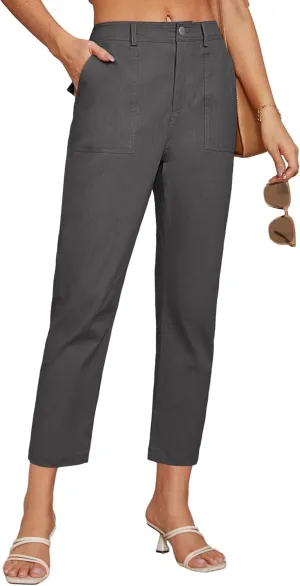 GRACE KARIN Women's 2025 Work Pants Casual High-Waisted Business Tapered Leg Trousers with Pockets