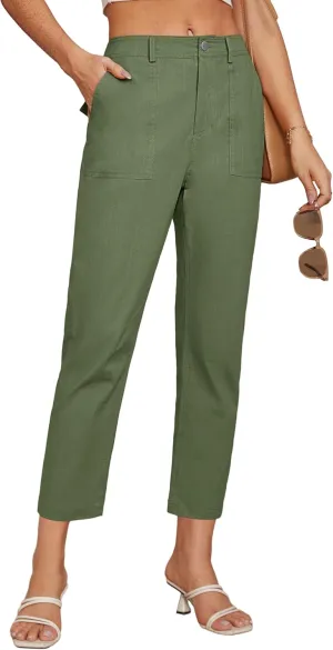 GRACE KARIN Women's 2025 Work Pants Casual High-Waisted Business Tapered Leg Trousers with Pockets