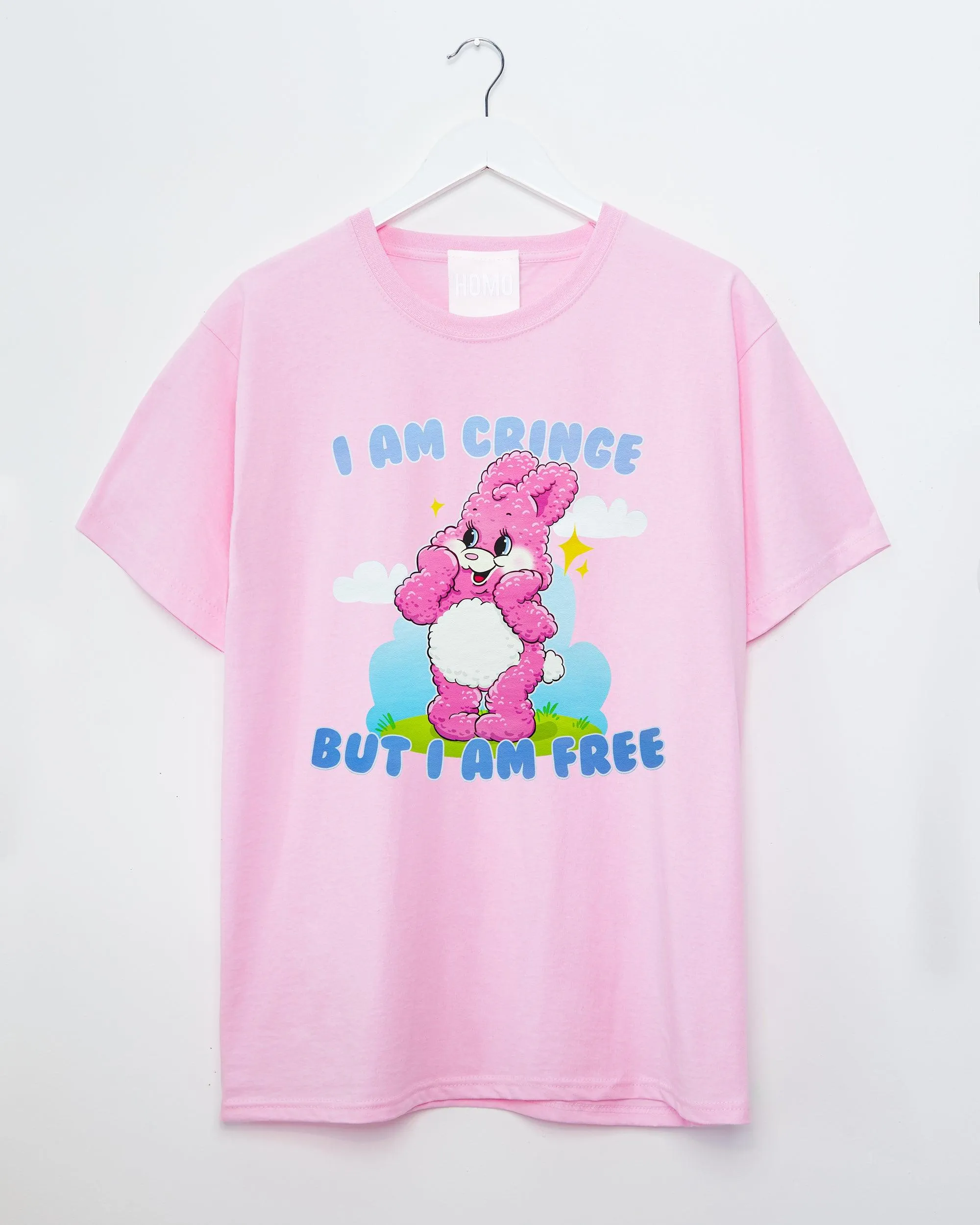 I am cringe, but I am free - light pink tshirt