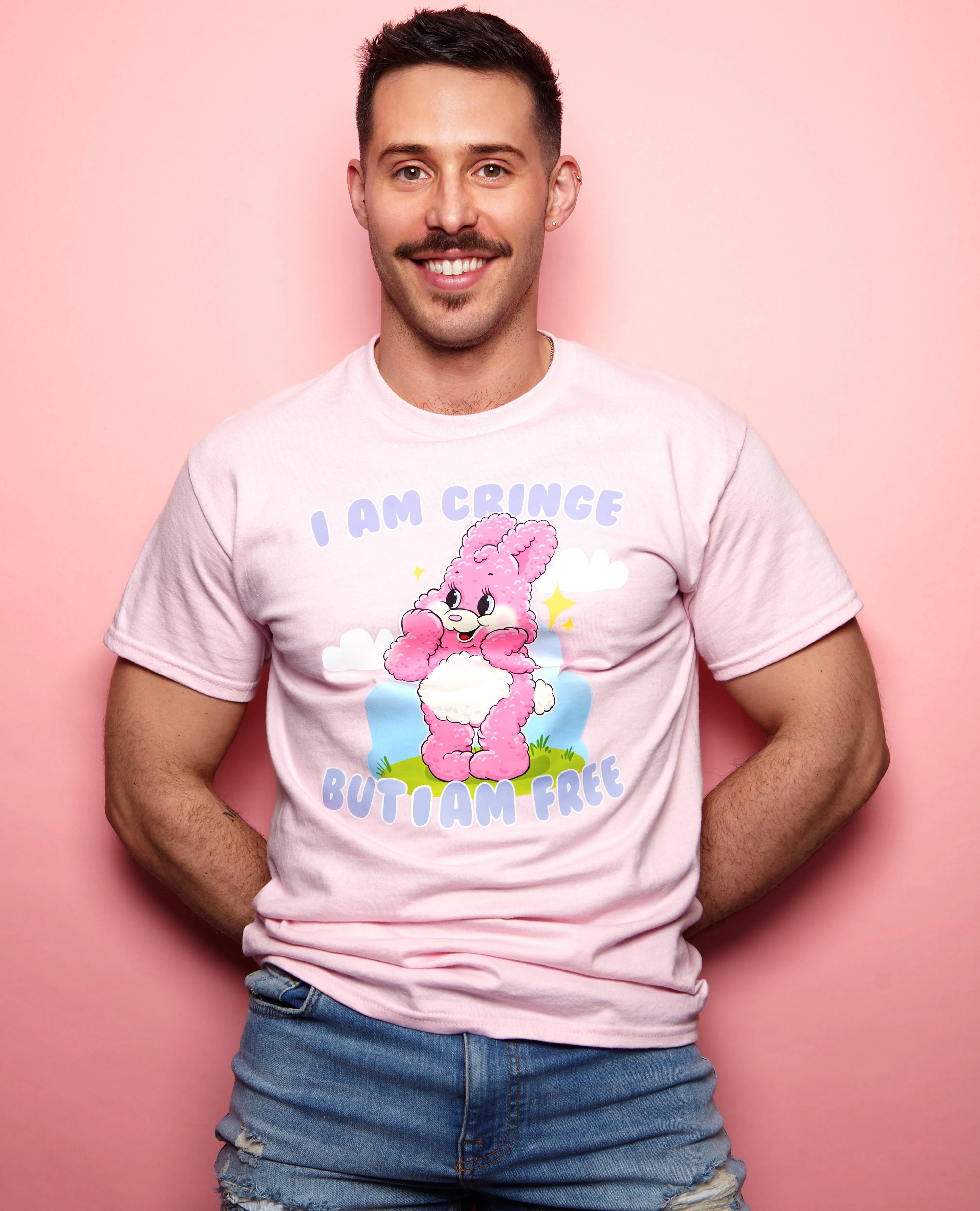 I am cringe, but I am free - light pink tshirt