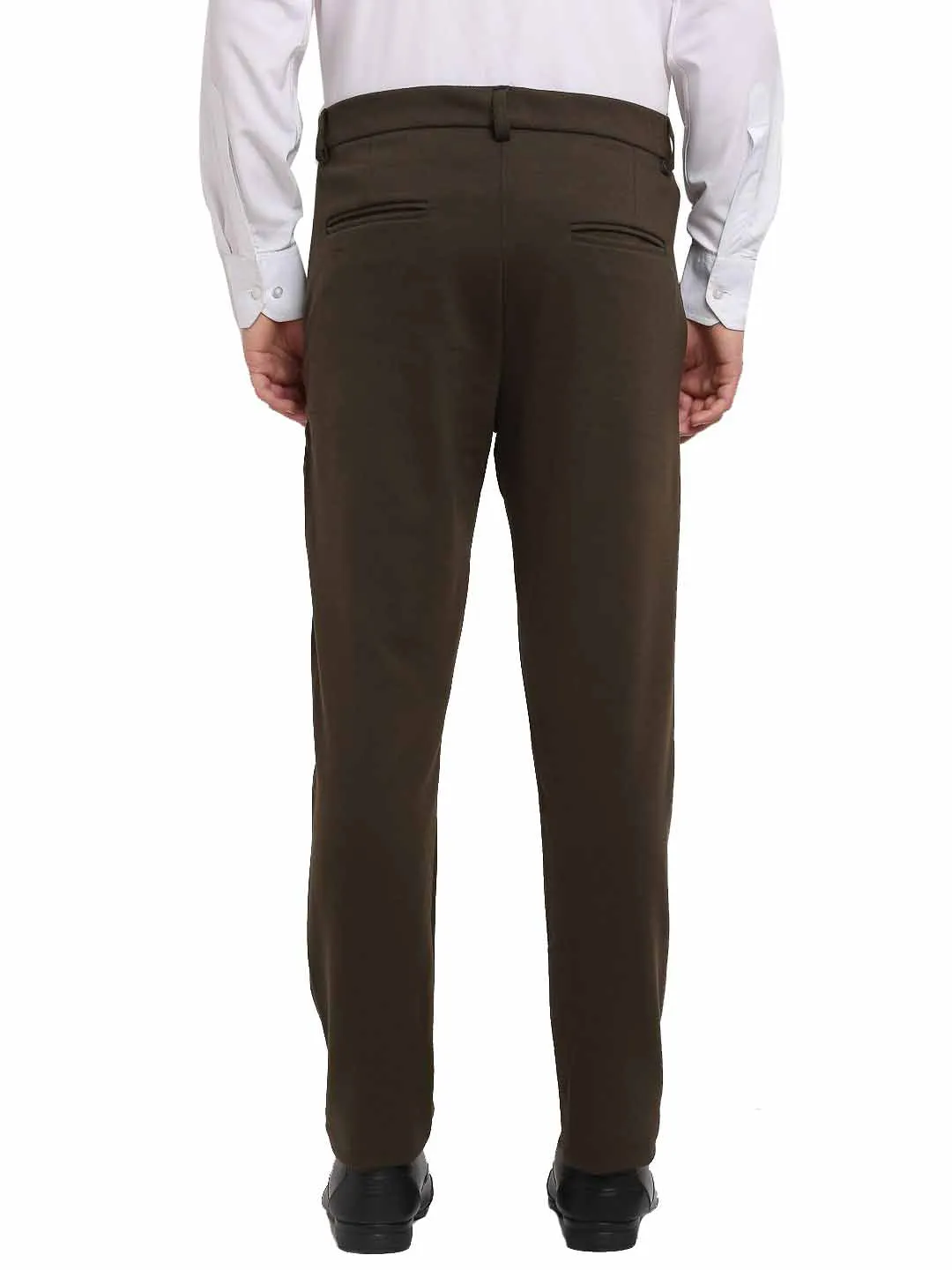 Jashvi Men's Olive 4-Way Lycra Tapered Fit Trousers