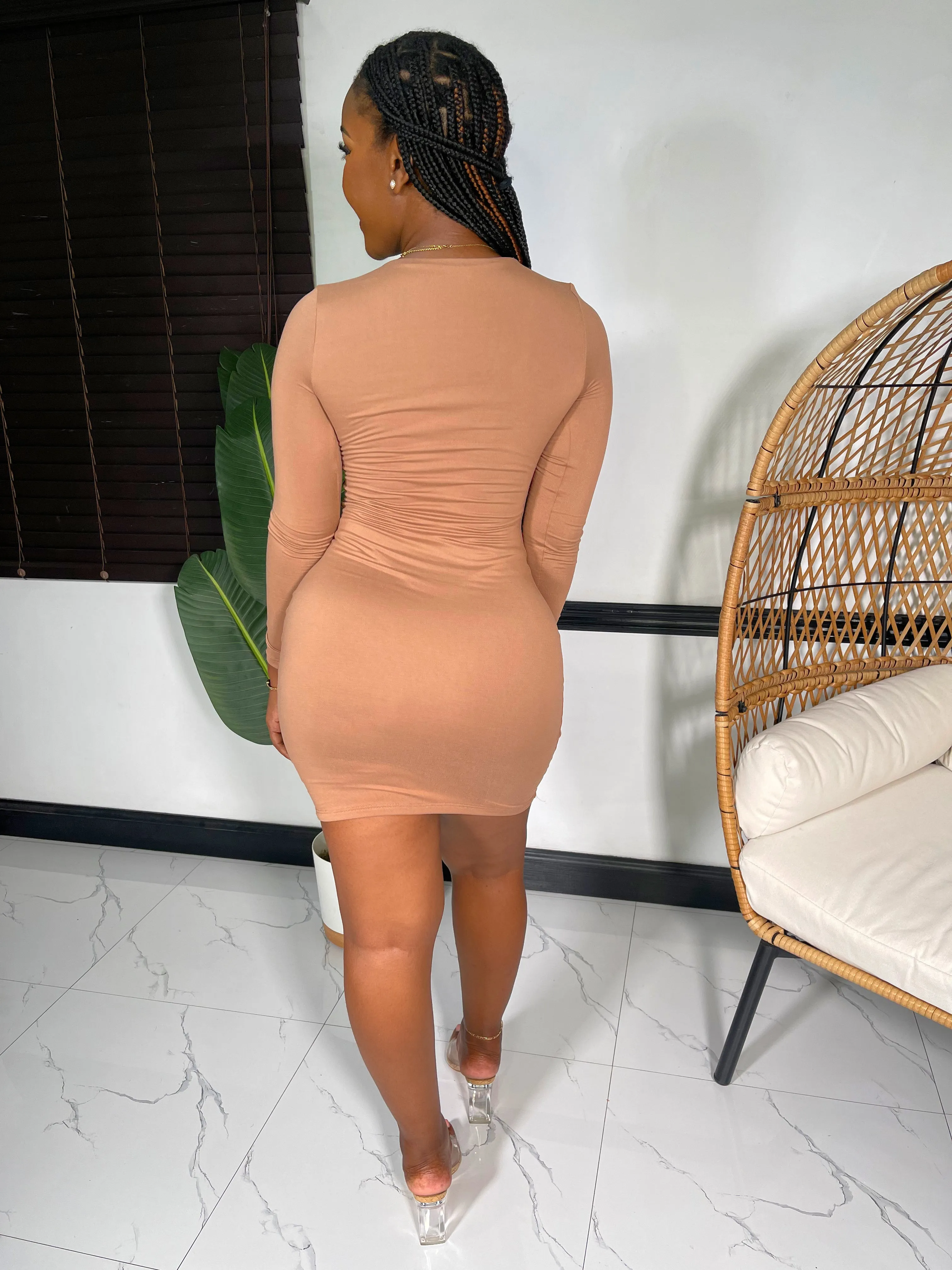 Jordyn Double Layered Midi Dress- Creamy Cafe