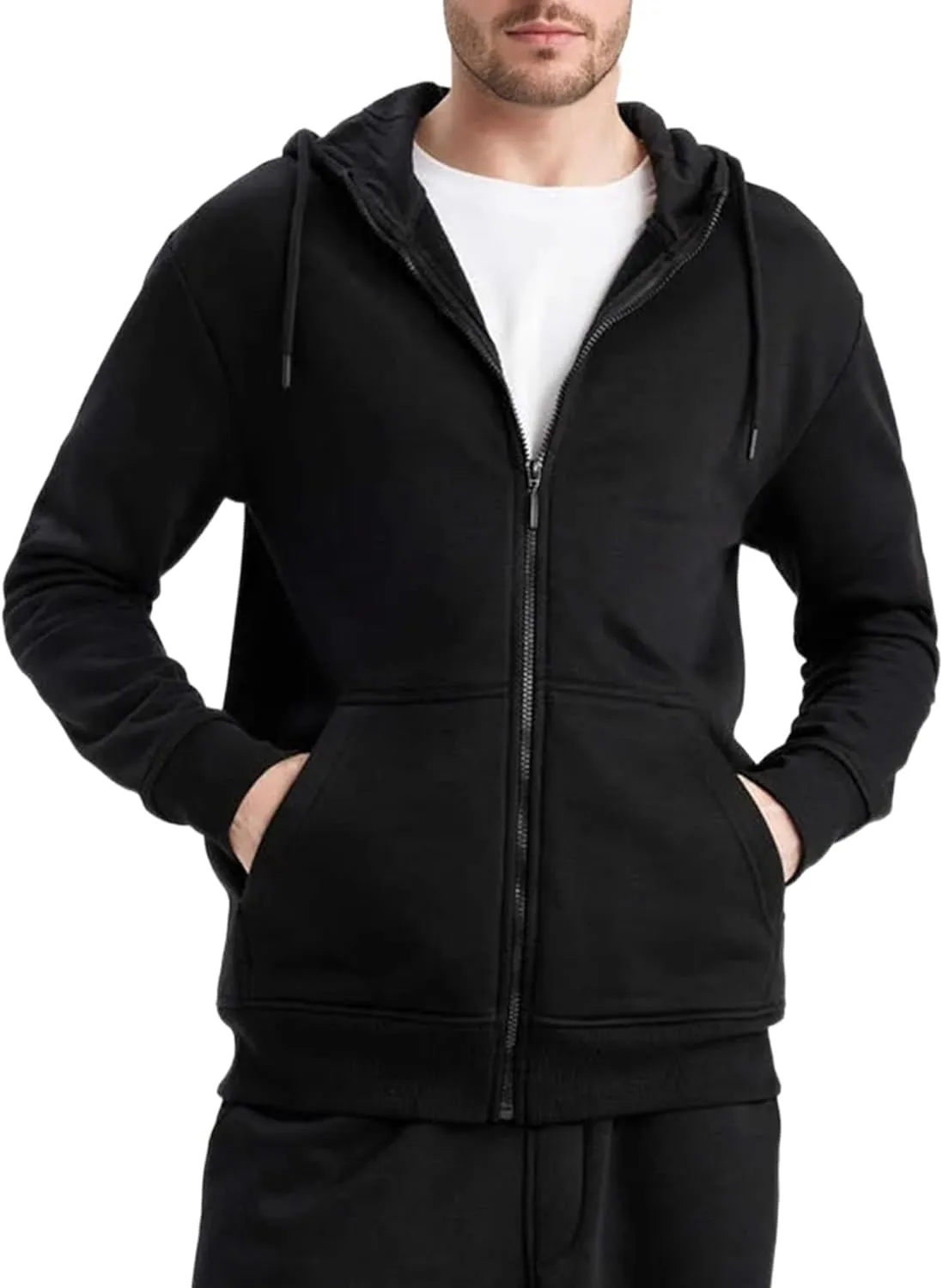 Men's Full Zip Hoodie Fleece Long Sleeve Hooded Sweatshirt Pullover Men Lightweight Athletic Hoodies