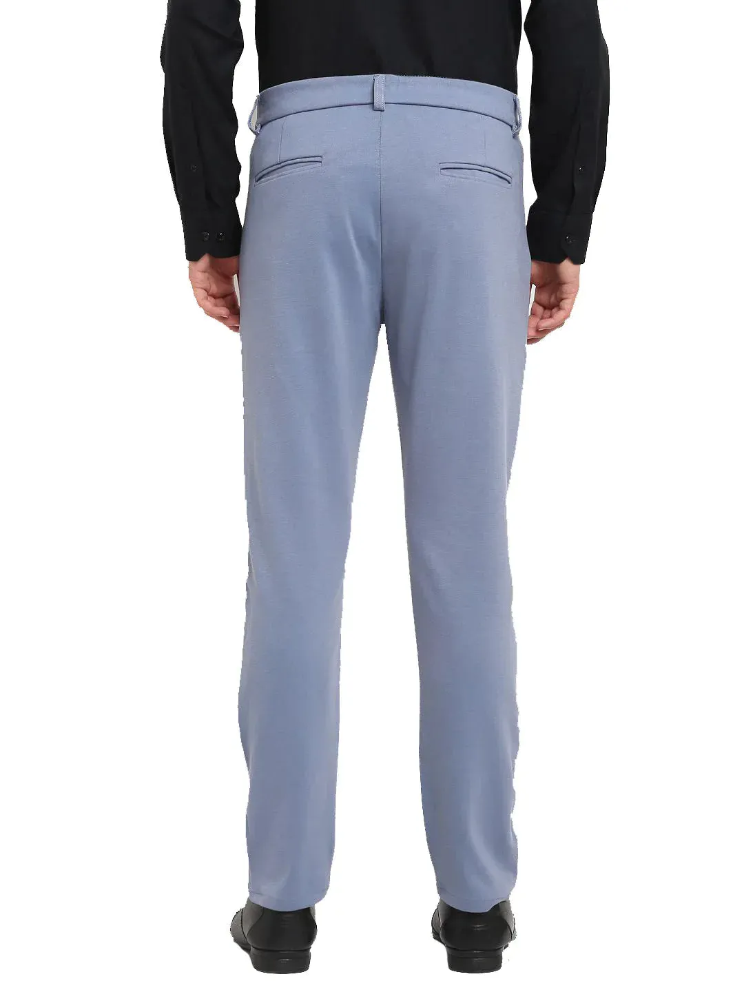 Men'S Grey 4-Way Lycra Tapered Fit Trousers