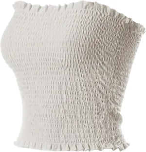 MixMatchy Women's Ruffled Smocking Crop Tube Tops Summer Casual Bandeau Top