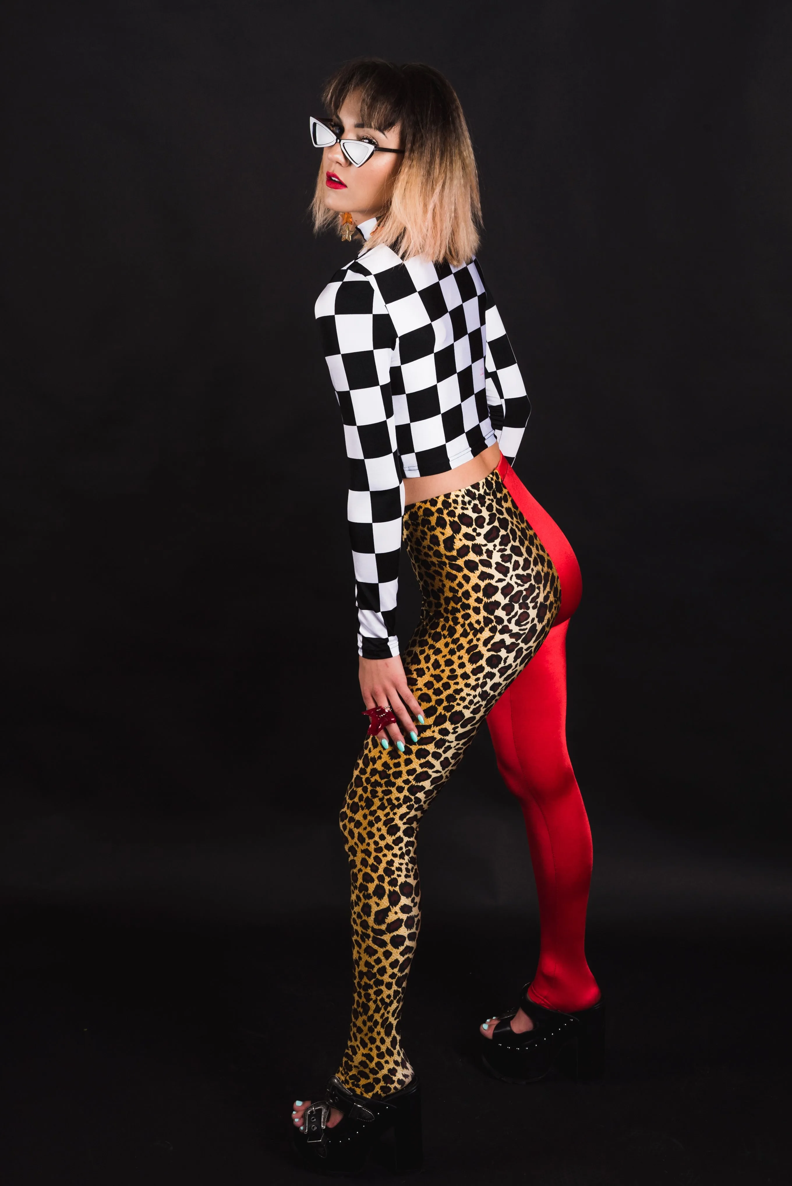Mod Squad Checker Long Sleeve Crop Top