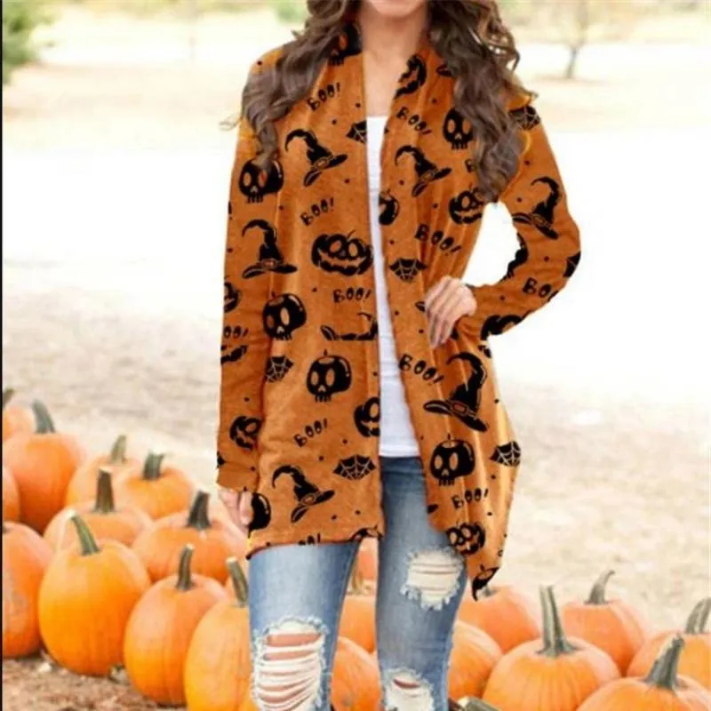 Printed Halloween Long Sleeve Knit Cardigan