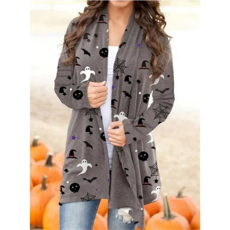 Printed Halloween Long Sleeve Knit Cardigan