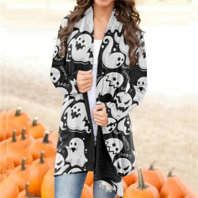 Printed Halloween Long Sleeve Knit Cardigan