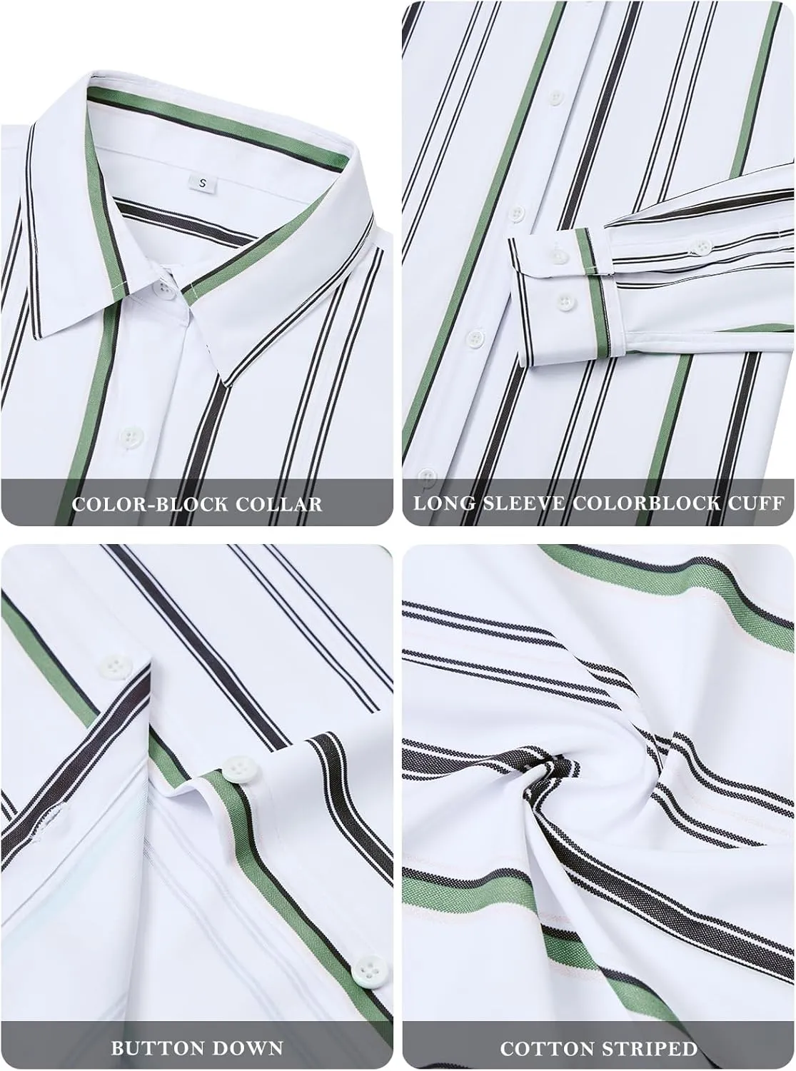 siliteelon Button Down Shirts for Women Striped Long Sleeve Dress Shirts Collared Office Work Blouses Button Up Tops