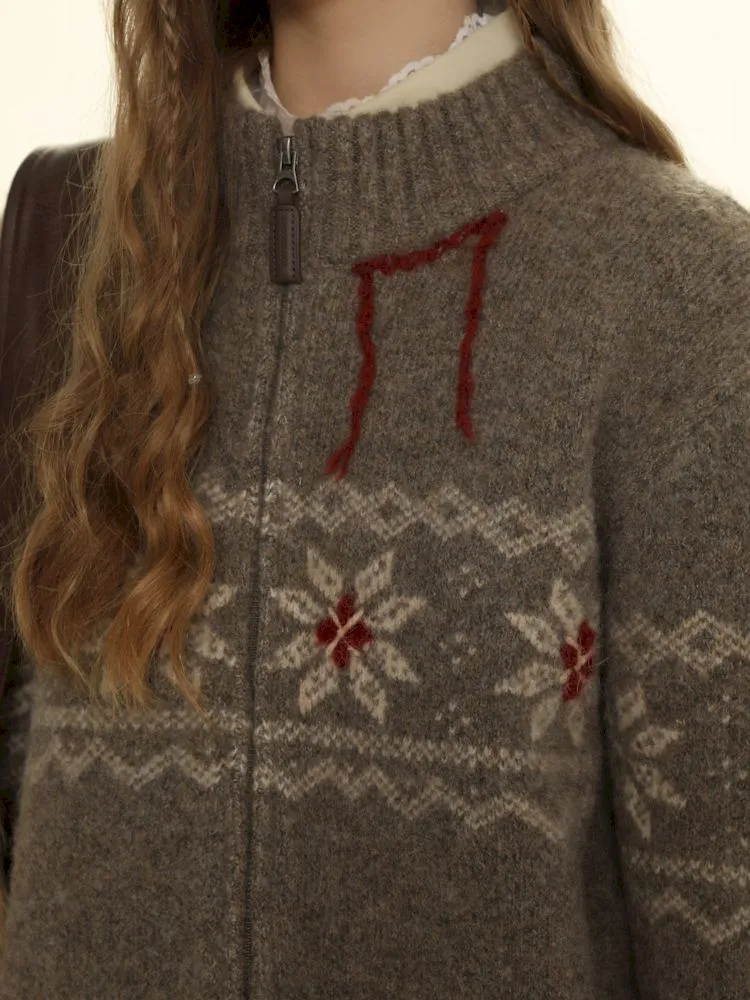 Standing collar zipper knitted cardigan【s0000006010】