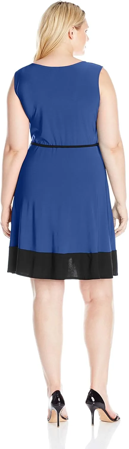 Star Vixen Women's Plus-Size Sleeveless Surplice Bodice Tulip Wrap Skirt Short Dress