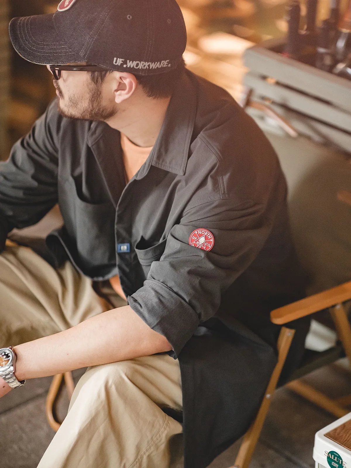 TEEK - Dark Gray Long-Sleeve Shift Shirt