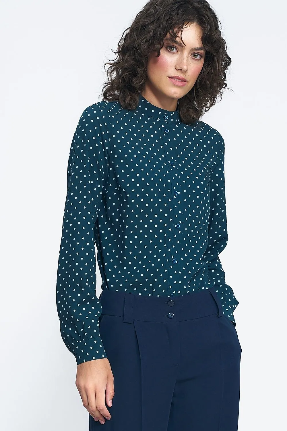 TEEK - Green Polka Button-Down Dot Long Sleeve Shirt