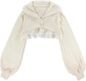 Women Japanese Lolita Sweet Lace Bow Kawaii Party Spaghetti Straps Mini Knitted Dress