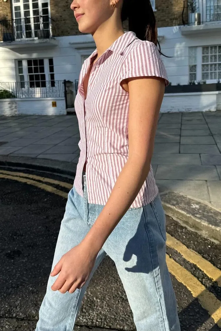 Women Y2k Button Up Shirt E-Girls Short Sleeve T Shirt Cute Babydoll Tee Fairy Lace Patchwork Top 90s Vintage Blouse