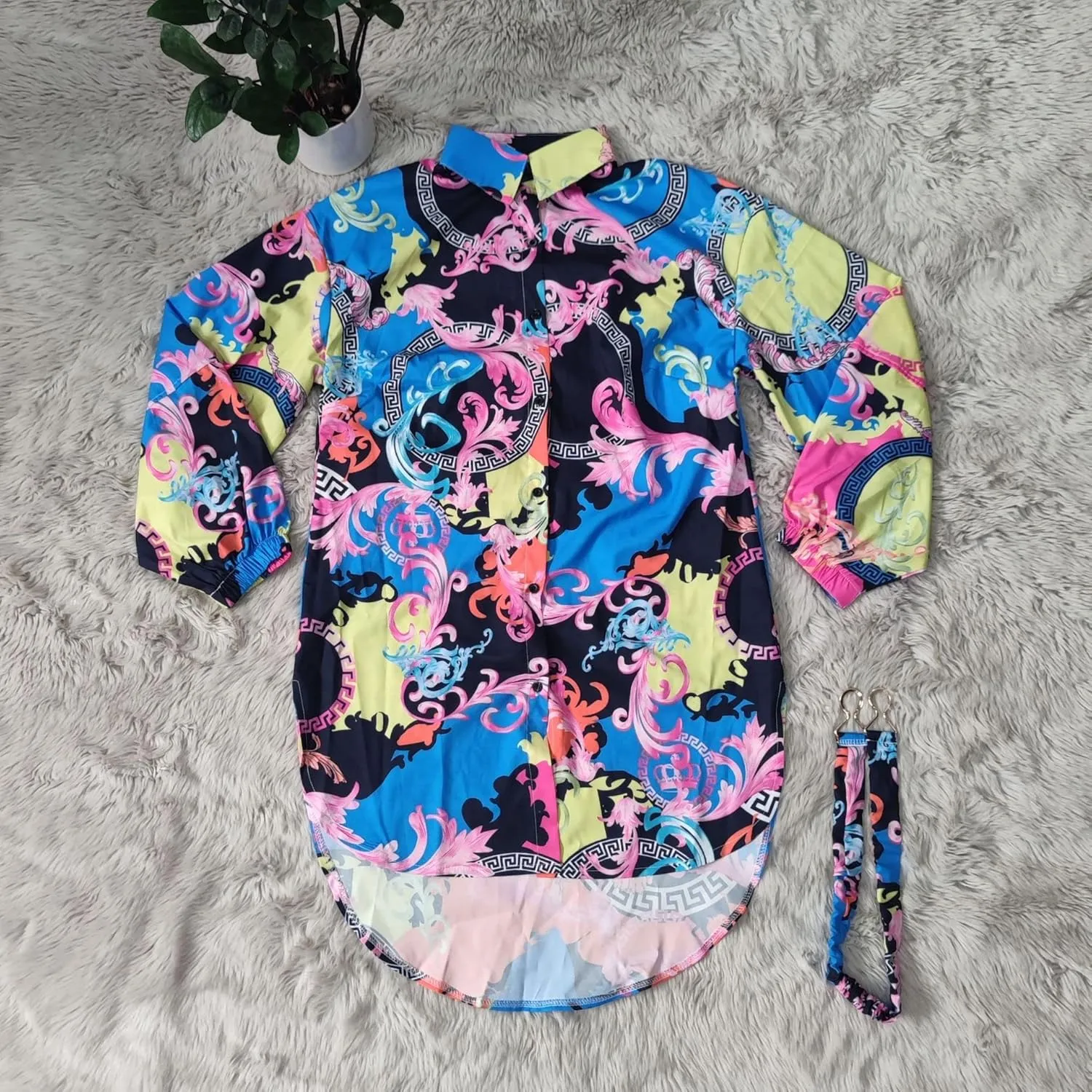 Women's Floral Button Down Shirt Dresses Casual Oversized Long Sleeve Button up Blouses Tops Mini Dress