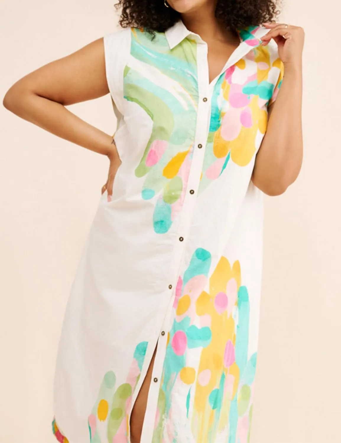 Womens Floral Print Cap Sleeve Button Up Shirt Midi Dress Summer Casual V Neck Cute Loose Fit Dress
