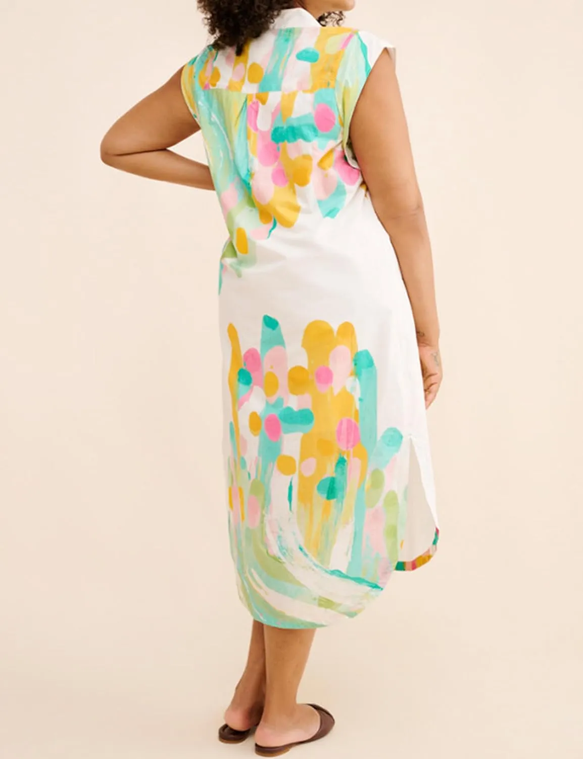 Womens Floral Print Cap Sleeve Button Up Shirt Midi Dress Summer Casual V Neck Cute Loose Fit Dress